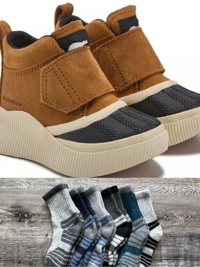 Sorel | LIKE NEW • Kids Out N About IV Waterproof Boots + Winter Socks